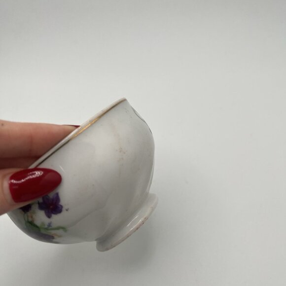 Norcrest Fine China Japan Floral Violet Tea Cup & Scallop Saucer Set Vtg Boho - Picture 8 of 9